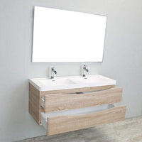 Thumbnail for Eviva Smile 48″ Wall Mount Modern Double Sink Bathroom Vanity w/ White Integrated Top Bathroom Vanity Eviva 