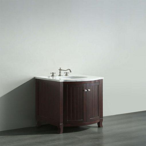 Eviva Odessa Zinx+ 30″ Dark Teak Bathroom Vanity w/ White Carrara Top Bathroom Vanity Eviva 