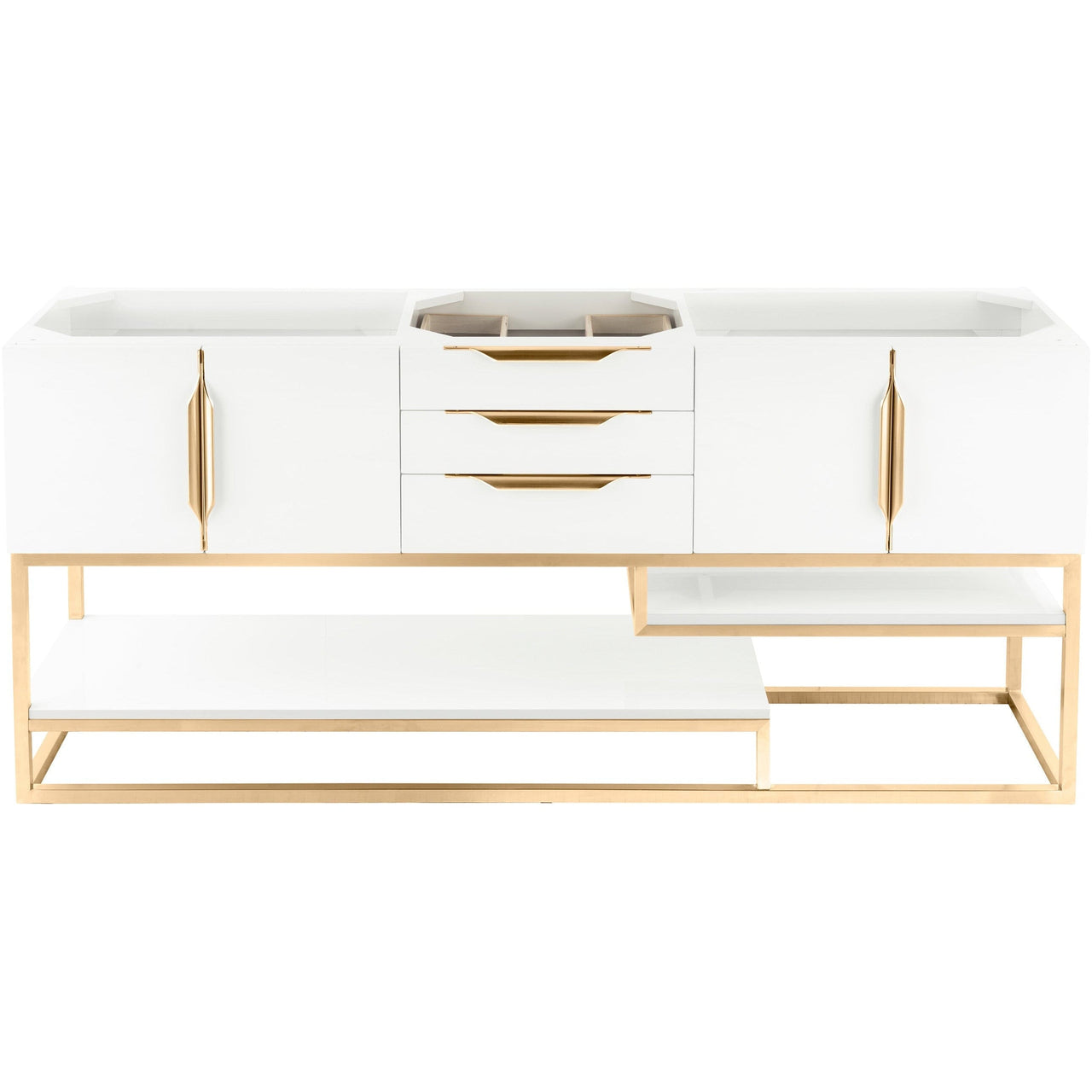 James Martin Columbia 72" Single Vanity Vanity James Martin Glossy White - Radiant Gold Cabinet Only 