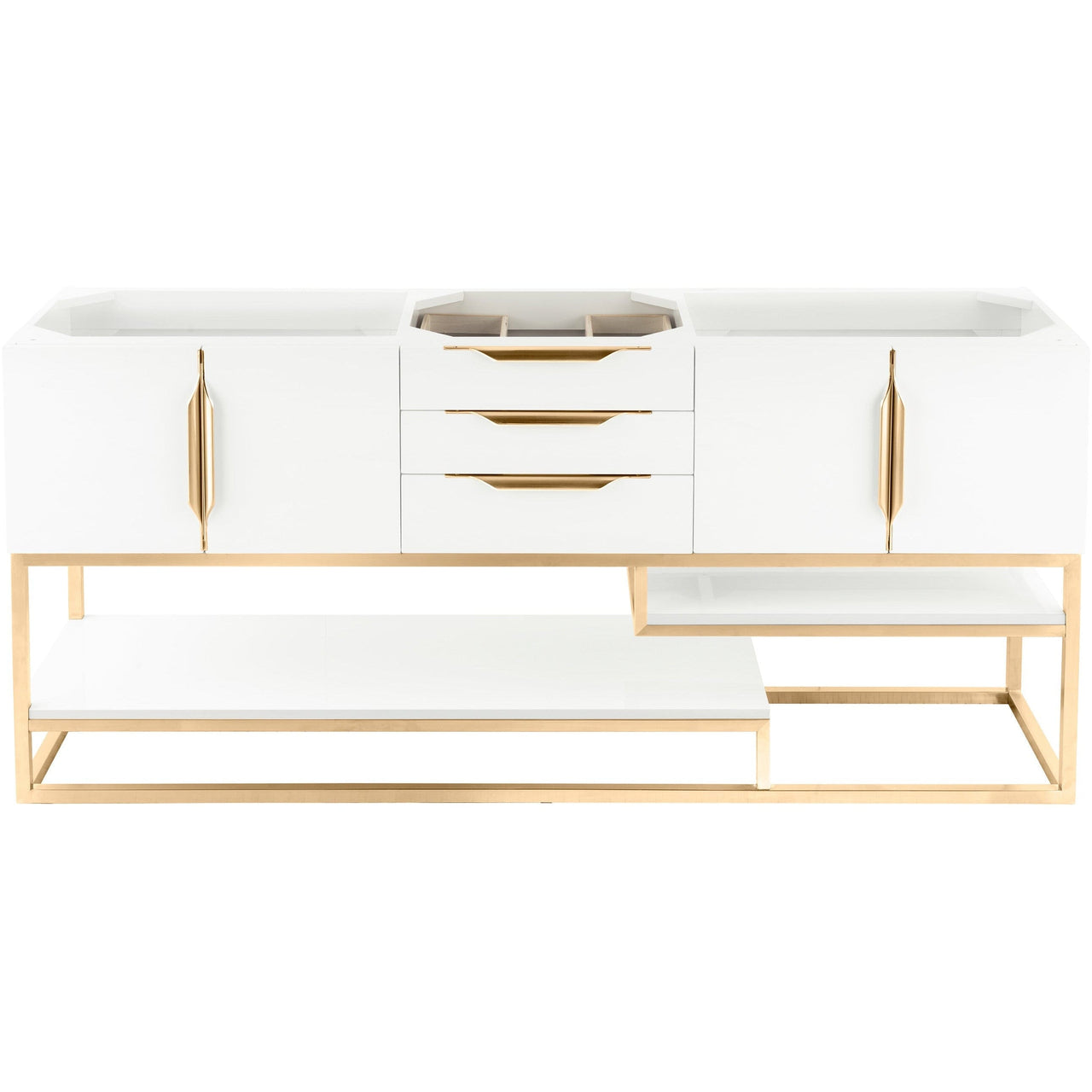 James Martin Columbia 72" Double Vanity Vanity James Martin Glossy White - Radiant Gold Cabinet Only 