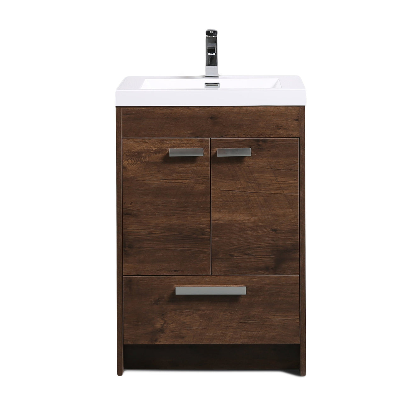 Eviva Lugano 24″ Modern Bathroom Vanity w/ White Integrated Top Vanity Eviva Rosewood 