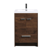 Thumbnail for Eviva Lugano 24″ Modern Bathroom Vanity w/ White Integrated Top Vanity Eviva Rosewood 
