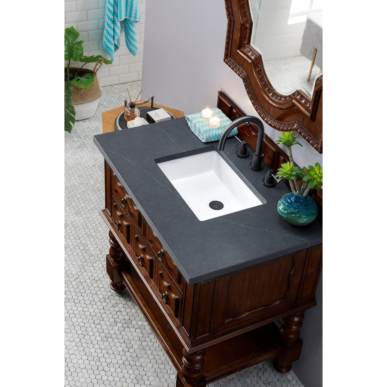 James Martin Castilian 36" Single Vanity Vanity James Martin Aged Cognac w/ 3 CM Charcoal Soapstone Quartz Top 