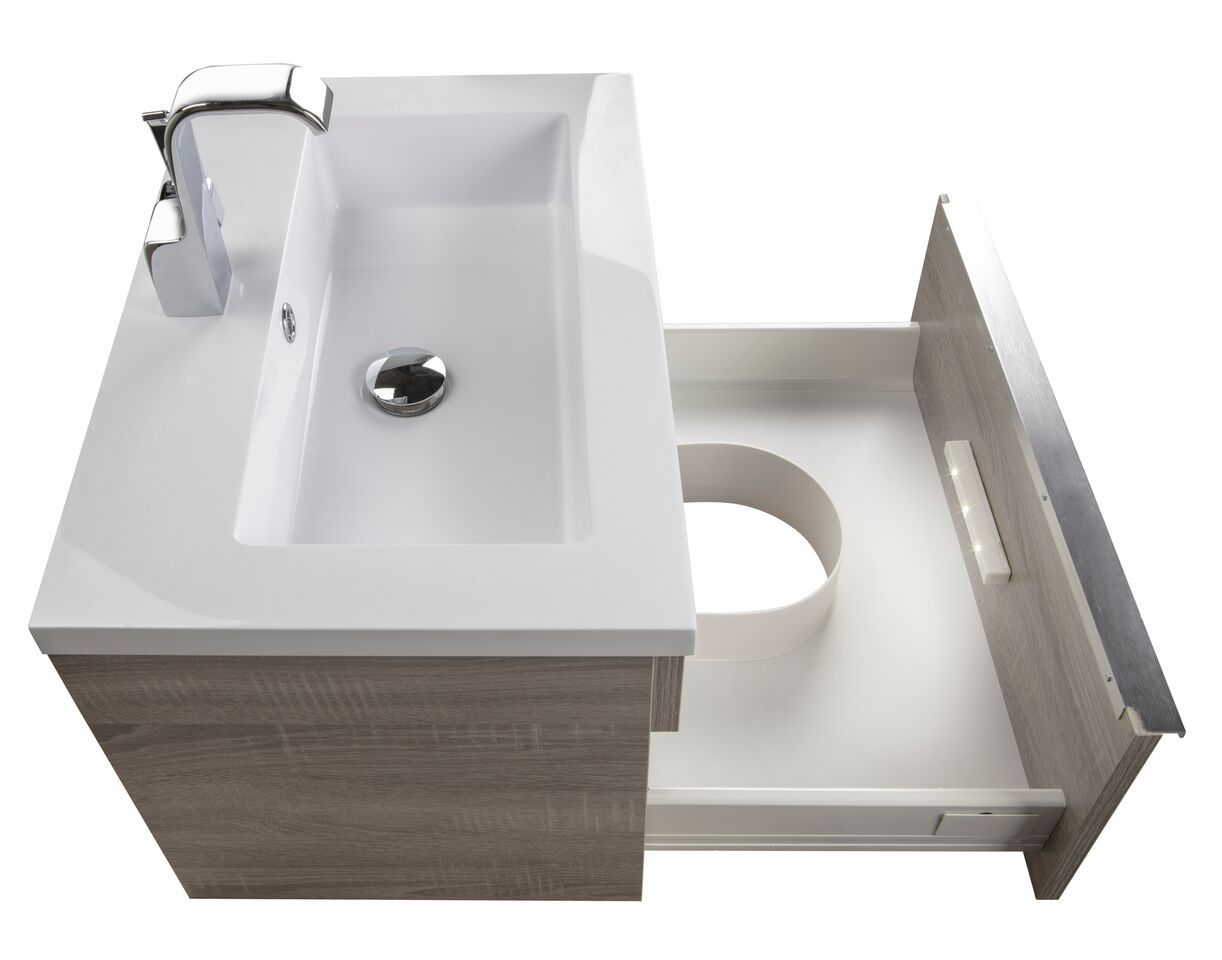 Trough Collection 24" Wall Mount Modern Bathroom Vanity - Dorato By Cutler Cutler Kitchen & Bath Vanity 