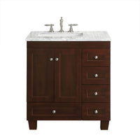 Thumbnail for Eviva Acclaim C. 30″ Transitional Teak Bathroom Vanity with white carrera marble counter-top Vanity Eviva 