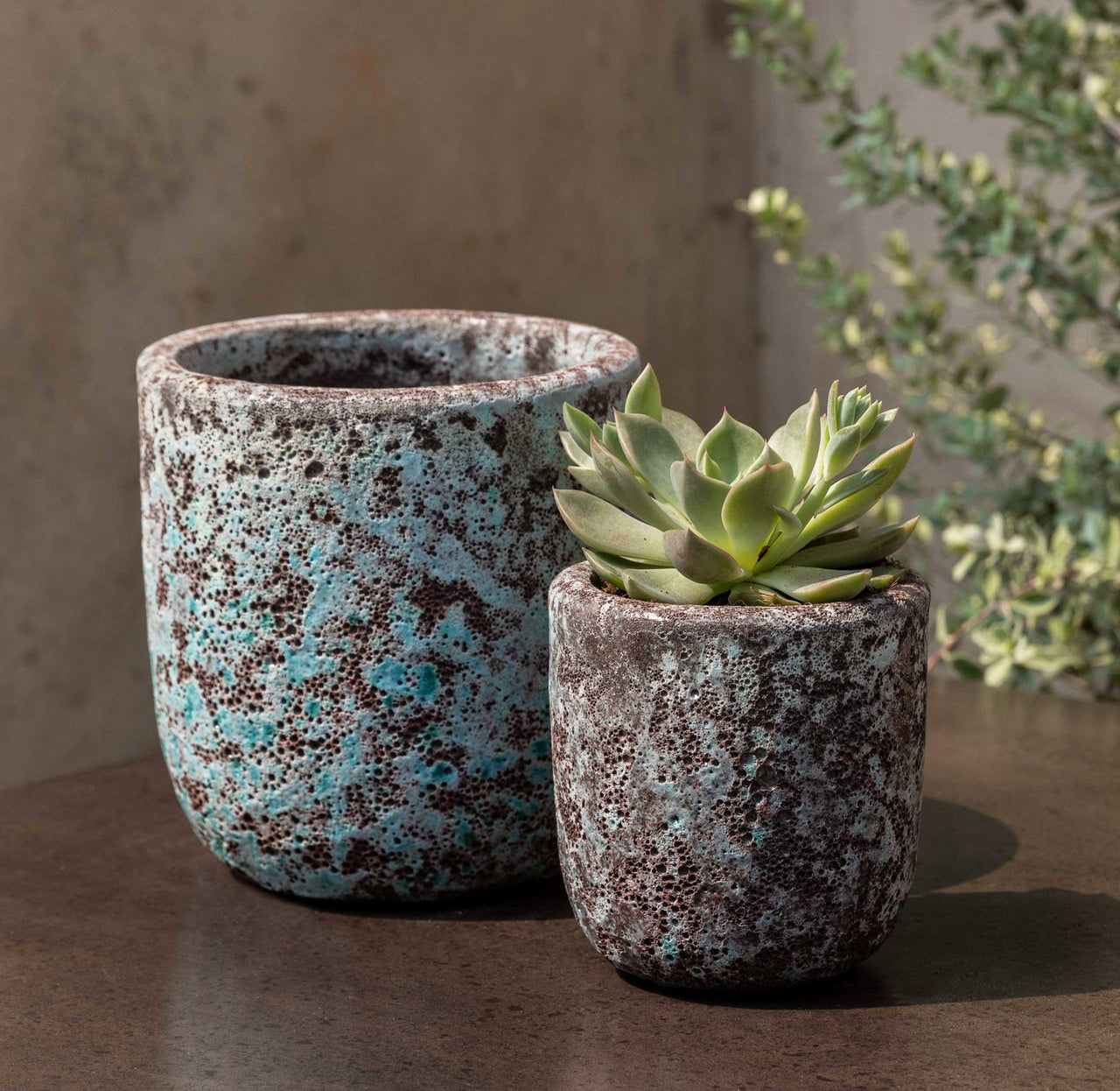 Campania International Glazed Pottery Dao Planter-S/8 Urn/Planter Campania International Verdigris 
