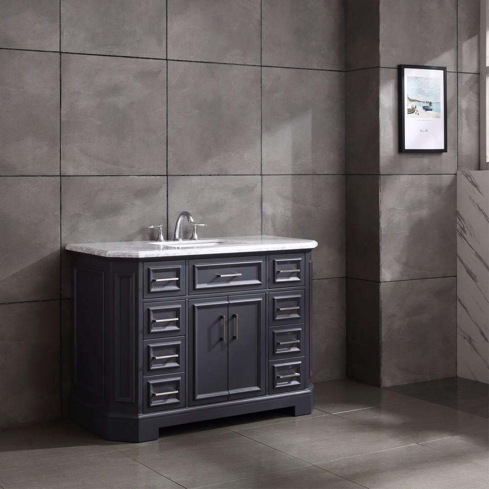 Eviva Glory 48″ Bathroom Vanity with Carrara Marble Counter-top and Porcelain Sink Vanity Eviva 