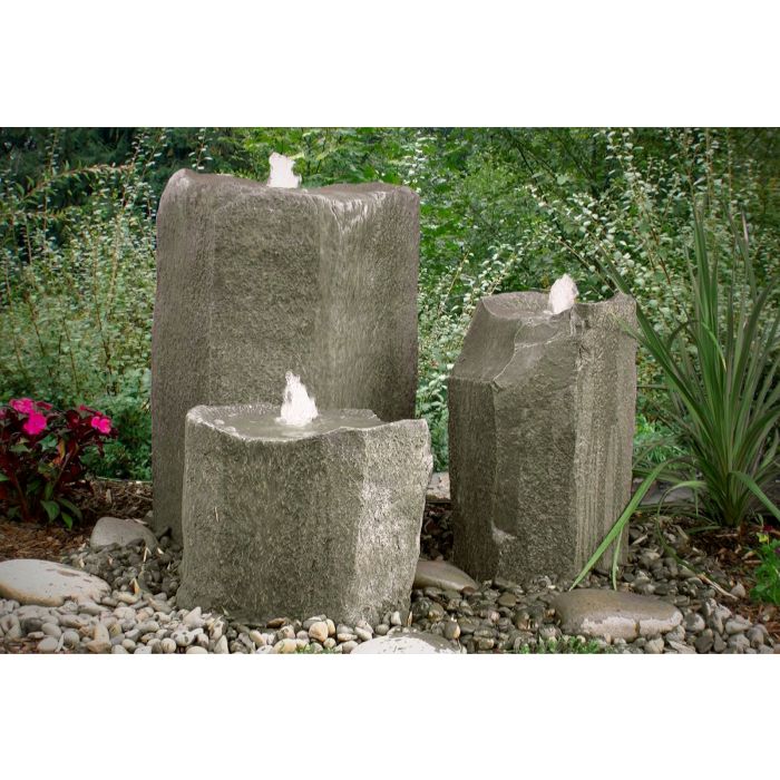 GFRC Bubbling Boulders LA7175K Bird Bath Triple Fountain Kit Fountain Blue Thumb 