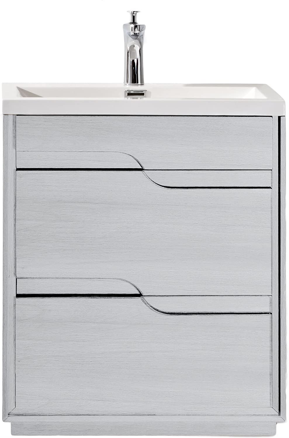 Eviva Lulu 25 Inch Bathroom Vanity with White Integrated Solid Surface Sink, White Oak Bathroom Vanity Eviva 