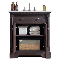 Thumbnail for Eviva Preston 31″ Aged Chocolate Traditional Bathroom Vanity w/ White Carrara Top Vanity Eviva 