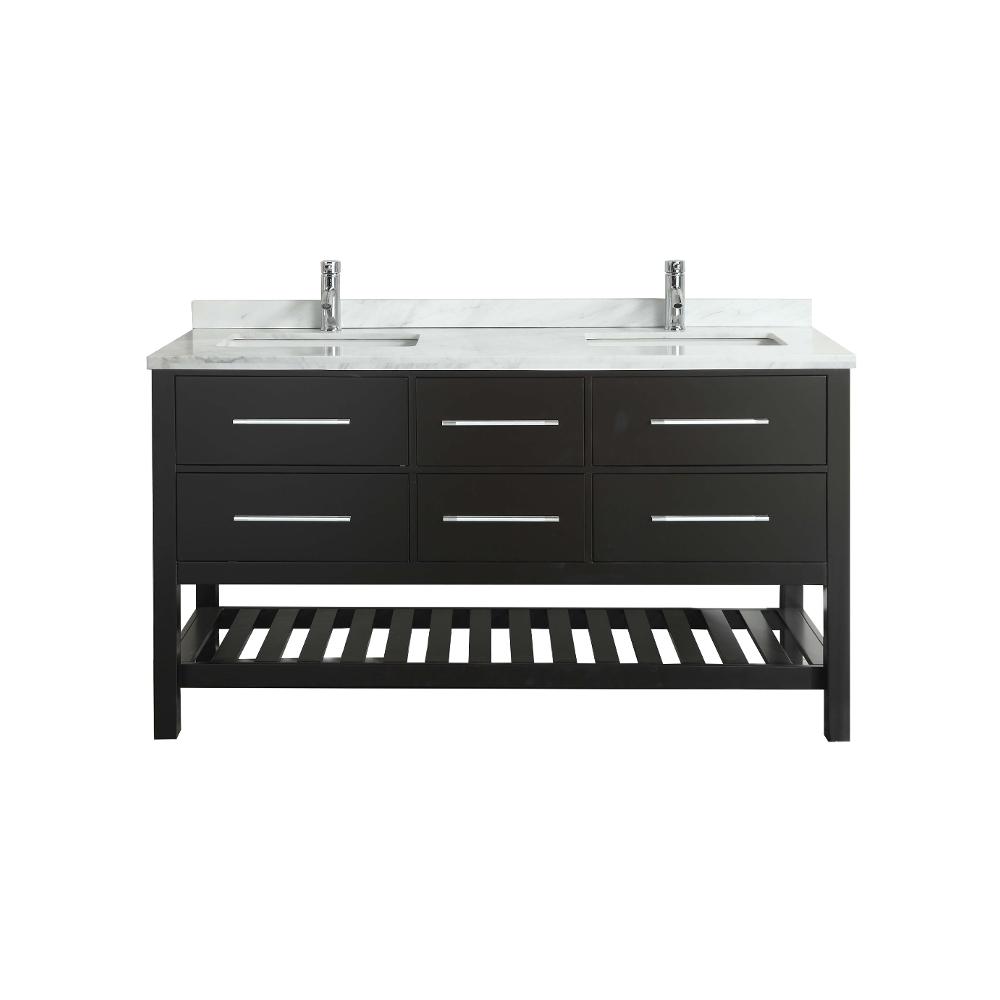 Eviva Natalie F.® 72″ Bathroom Vanity with White Carrera Marble Counter-top & Double Porcelain Sinks Bathroom Vanity Eviva Espresso 