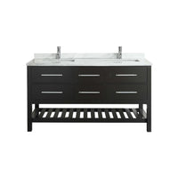 Thumbnail for Eviva Natalie F.® 72″ Bathroom Vanity with White Carrera Marble Counter-top & Double Porcelain Sinks Bathroom Vanity Eviva Espresso 