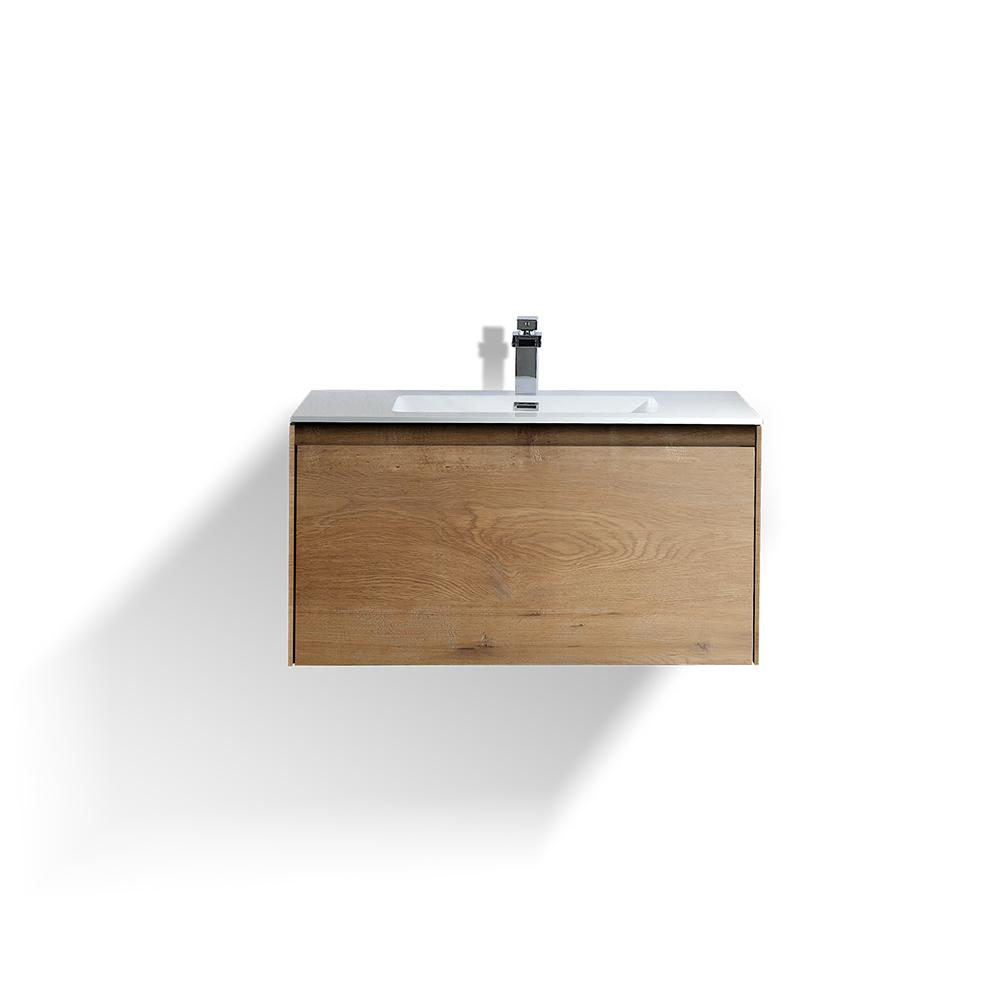 Eviva Madeira 36 in. Oak Wall Mount Bathroom Vanity with White Integrated Acrylic Sink Vanity Eviva 