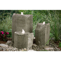 Thumbnail for GFRC Bubbling Boulders LA7175K Bird Bath Triple Fountain Kit Fountain Blue Thumb 