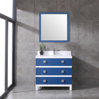 Thumbnail for Eviva Sydney 36 Inch Blue and White Bathroom Vanity with Solid Quartz Counter-top Vanity Eviva 