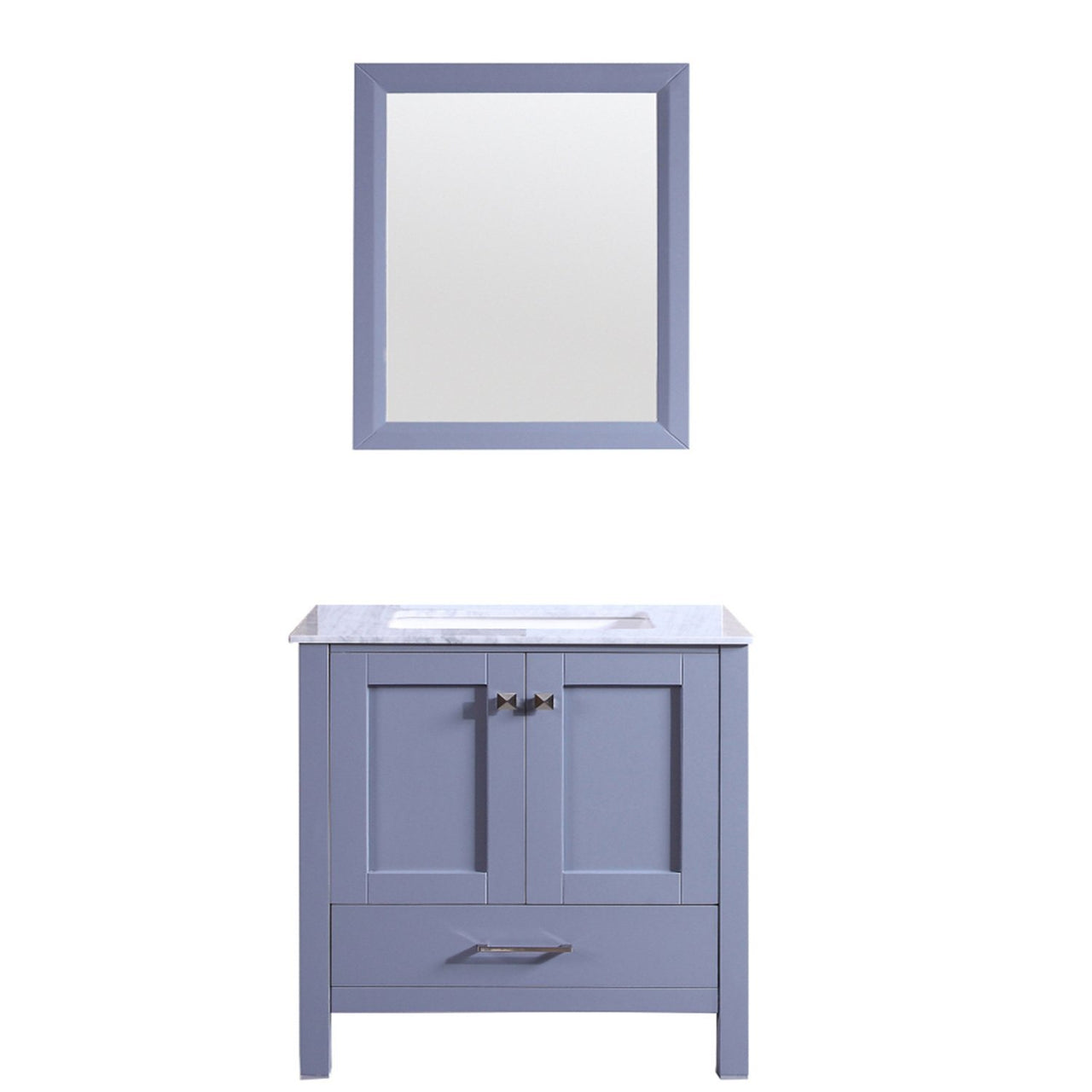 Totti Shaker 30″ Transitional Grey Bathroom Vanity with White Carrera Countertop Vanity Eviva 