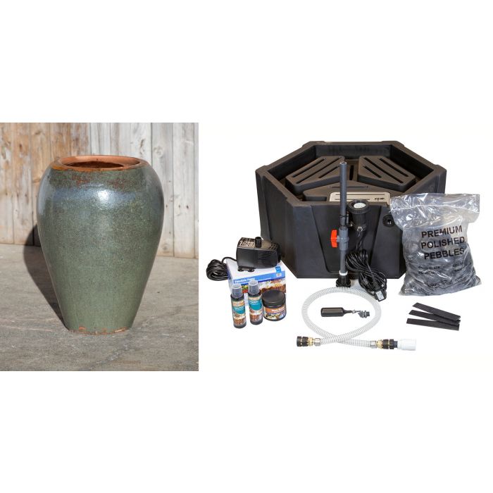 Tuscany FNT2370 Ceramic Triple Vase Complete Fountain Kit Vase Fountain Blue Thumb 