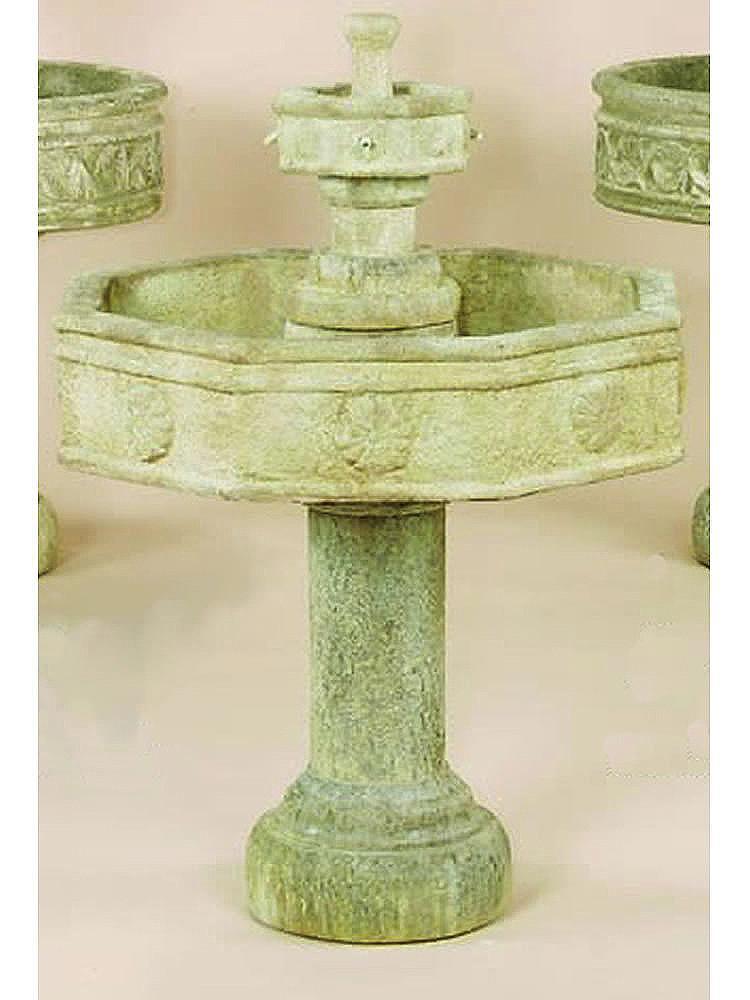 Volterra Two Tier Cast Stone Outdoor Garden with Tall Base Fountain Tuscan 