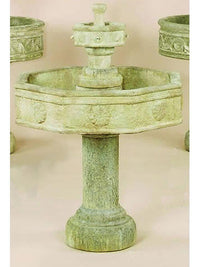 Thumbnail for Volterra Two Tier Cast Stone Outdoor Garden with Tall Base Fountain Tuscan 