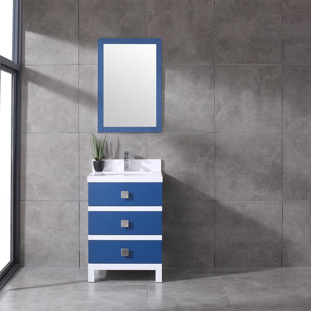 Eviva Sydney 24 Inch Blue and White Bathroom Vanity with Solid Quartz Counter-top Vanity Eviva 