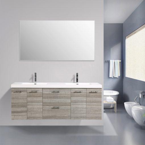 Eviva Luxury 84 inch bathroom vanity with integrated acrylic sinks Vanity Eviva Ash 