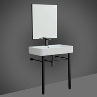 Thumbnail for EVIVA Eliza 32 Inch Italian Ceramic Console Sink with Brass Stand and Matte Black Legs and Towel Rail Bathroom Vanity Eviva 
