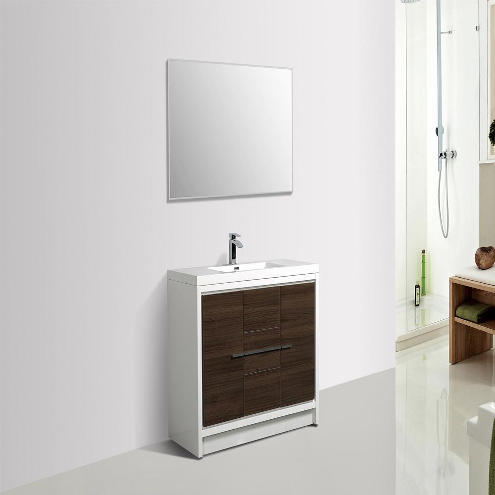 Eviva Grace 36 in. White Bathroom Vanity with White Integrated Acrylic Countertop Vanity Eviva Gray Oak 