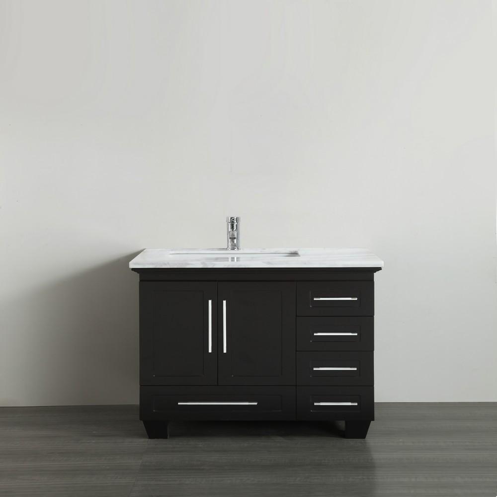 Eviva Loon 30″ Transitional Bathroom Vanity w/ White Carrara Top & Long Handles Vanity Eviva Espresso 