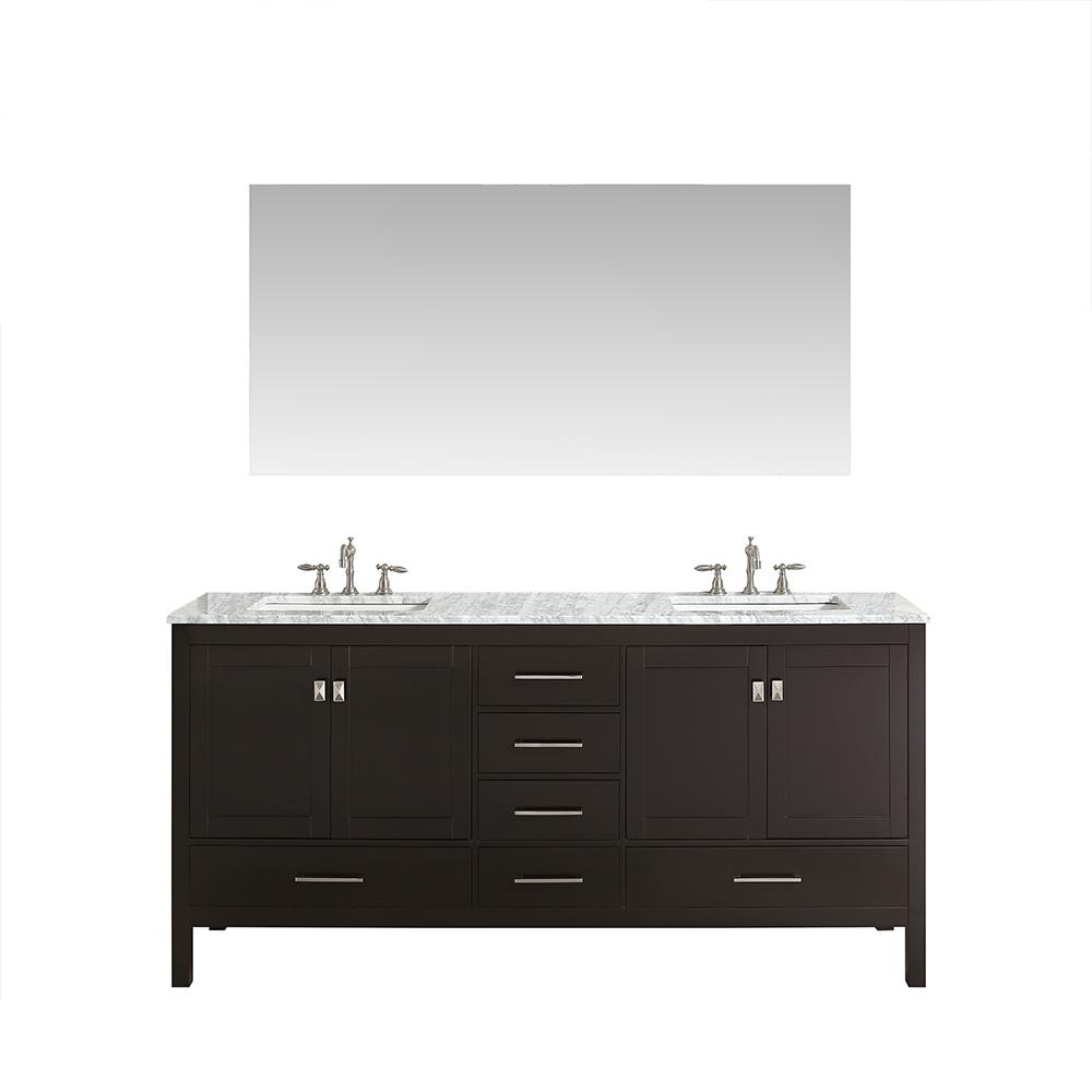 Eviva Aberdeen 84″ Transitional Double Sink Bathroom Vanity w/ White Carrara Top Vanity Eviva Espresso 