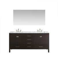 Thumbnail for Eviva Aberdeen 84″ Transitional Double Sink Bathroom Vanity w/ White Carrara Top Vanity Eviva Espresso 