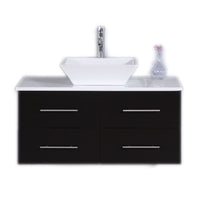 Thumbnail for Totti Wave 36″ Modern Bathroom Vanity w/ Super White Man-Made Stone Top & Sink Vanity Eviva Espresso 