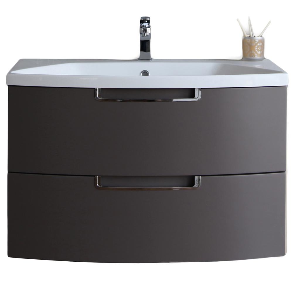 Eviva Lola 32 in, Wall Mounter Bathroom Vanity in Cedar Espresso and White Integrated Acrylic Countertop Vanity Eviva 
