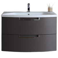 Thumbnail for Eviva Lola 32 in, Wall Mounter Bathroom Vanity in Cedar Espresso and White Integrated Acrylic Countertop Vanity Eviva 