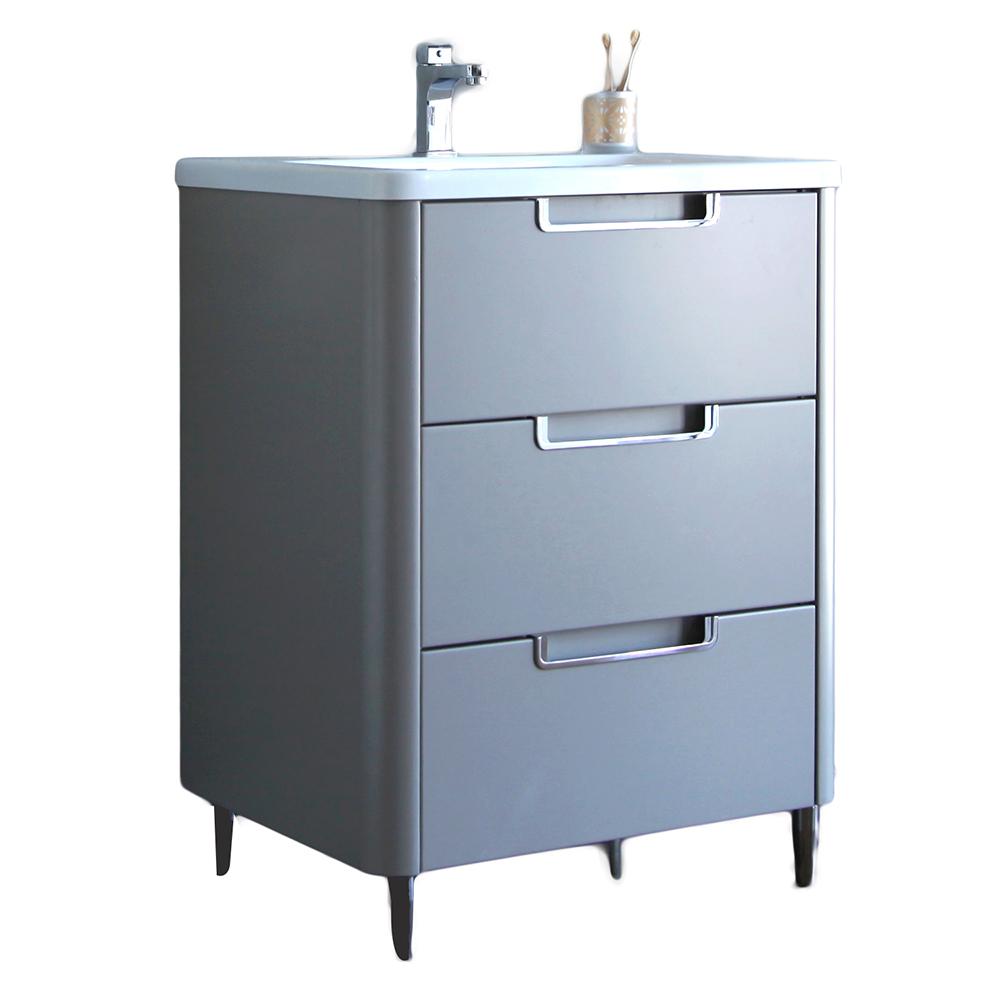 Eviva Marbella 40 in. Bathroom Vanity in Fossil Gray and White Integrated Acrylic Countertop Vanity Eviva 