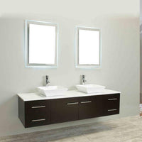 Thumbnail for Totti Wave 60″ Modern Double Sink Bathroom Vanity w/ Super White Man-Made Stone Top & Sinks Vanity Eviva Espresso 