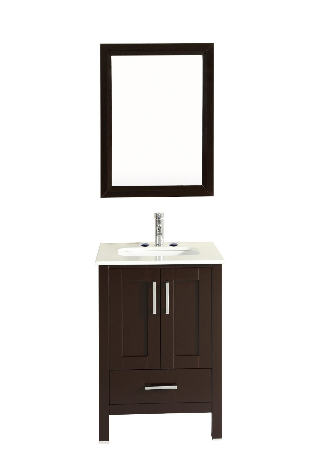 Totti Shaker 24″ Transitional Bathroom Vanity with White Carrera Countertop Vanity Eviva Espresso 