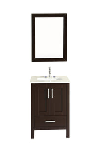 Thumbnail for Totti Shaker 24″ Transitional Bathroom Vanity with White Carrera Countertop Vanity Eviva Espresso 