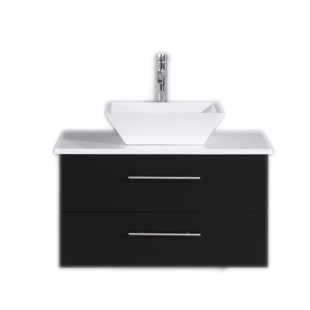 Totti Wave 30″ Modern Bathroom Vanity w/ Super White Man-Made Stone Top & Sink Vanity Eviva Espresso 