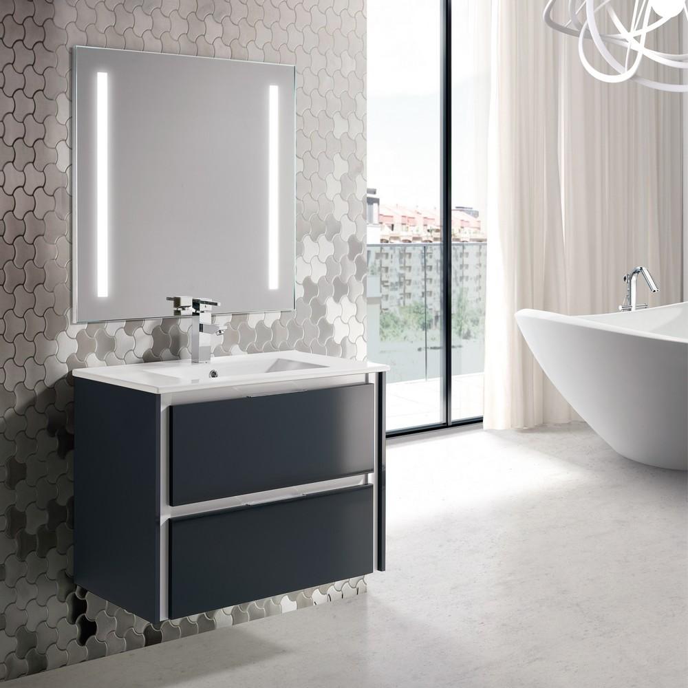 Eviva Luna 32″ Wallmount Bathroom Vanity with Integrated Porcelain Sink Vanity Eviva Dark Grey 