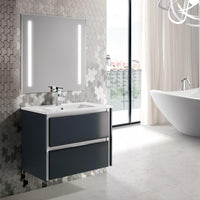 Thumbnail for Eviva Luna 32″ Wallmount Bathroom Vanity with Integrated Porcelain Sink Vanity Eviva Dark Grey 
