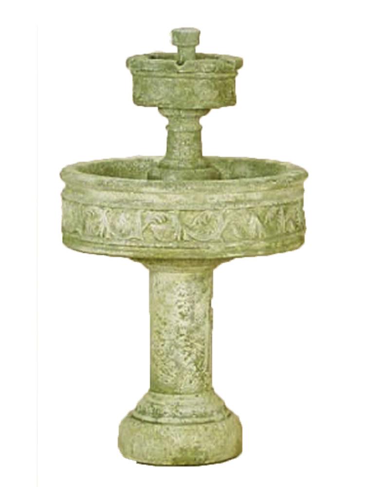 Paestum Two Tier Cast Stone Outdoor Garden with Tall Base Fountain Tuscan 
