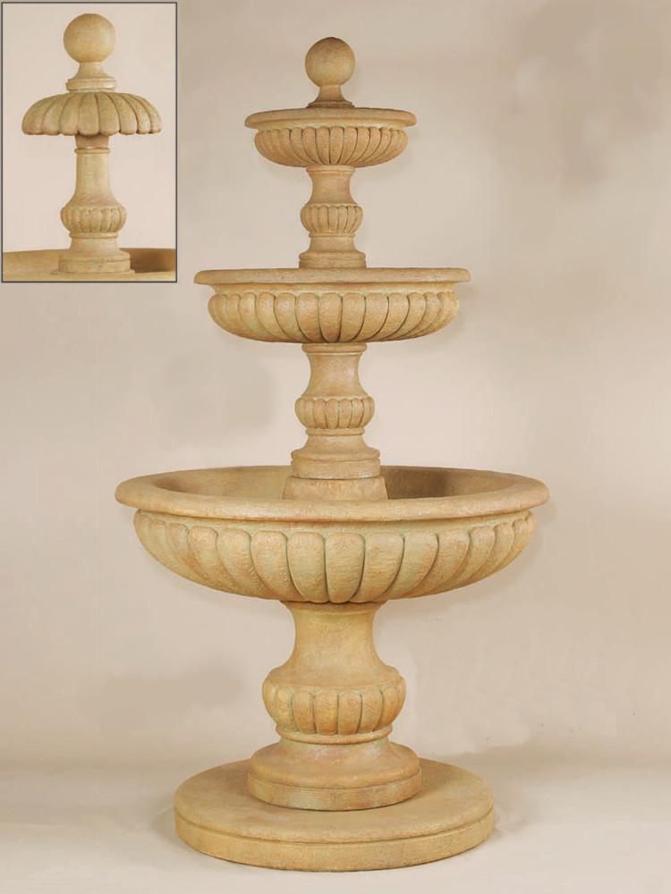 Fontanone Three Tier Cast Stone Outdoor Garden Fountain Fountain Tuscan 