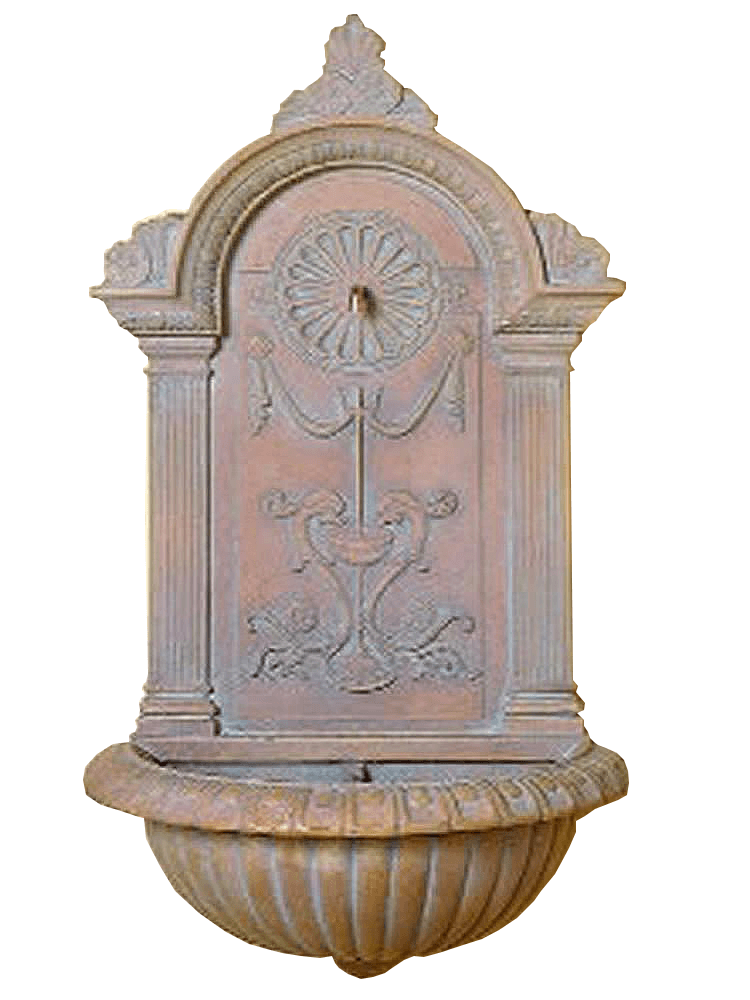 Delfino Wall Cast Stone Outdoor Garden Fountain With Spout Fountain Tuscan 