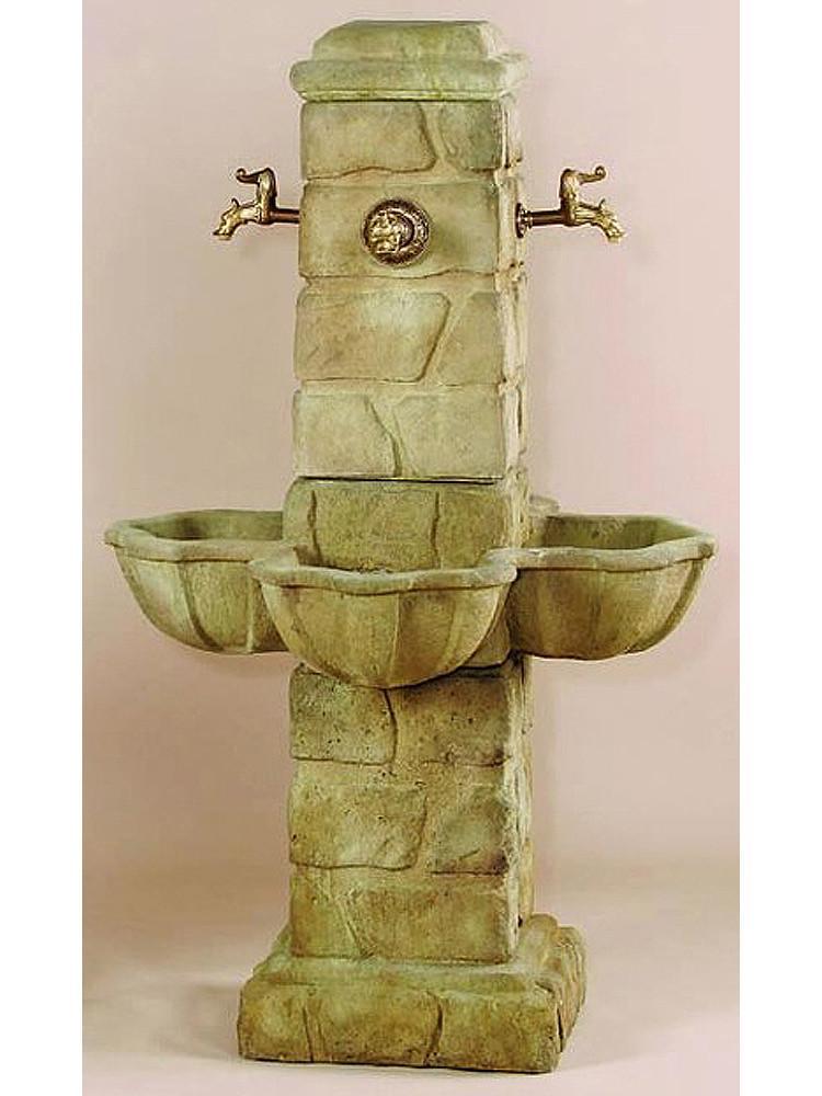 Quattro Rustichella Cast Stone Outdoor Garden Fountain for 4 Spout Fountain Tuscan 