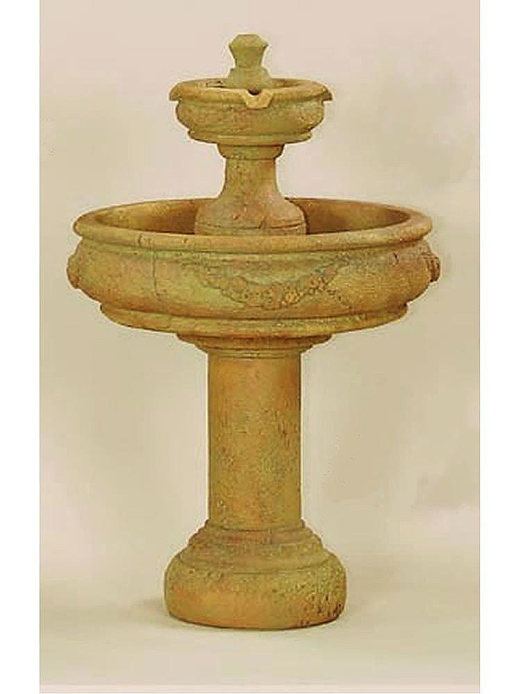 Rosa Two Tier Cast Stone Outdoor Garden with Tall Base Fountain Tuscan 
