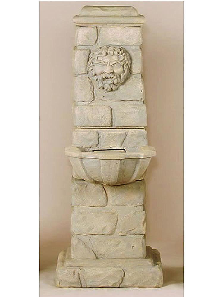 Green Man Column Cast Stone Outdoor Water Fountain With Spout Fountain Tuscan 
