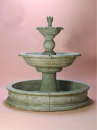 Thumbnail for Antiquarium Two Tier Pond Cast Stone Outdoor Garden Fountain Fountain Tuscan 
