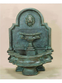 Thumbnail for Rialto Lion Wall Cast Stone Outdoor Water Fountain With Spout Fountain Tuscan 