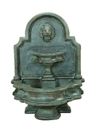 Thumbnail for Rialto Lion Wall Cast Stone Outdoor Water Fountain With Spout Fountain Tuscan 