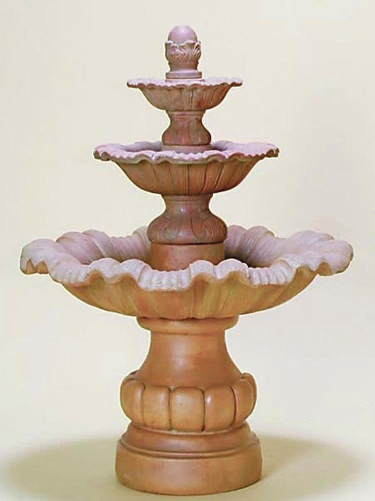 Mallorca Three Tier Cast Stone Outdoor Garden Fountain Fountain Tuscan 